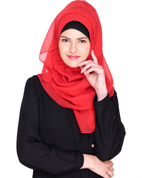 Plain Candy Red Instant Hijab