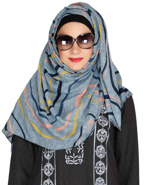 Light Blue Multi Laheria Hijab