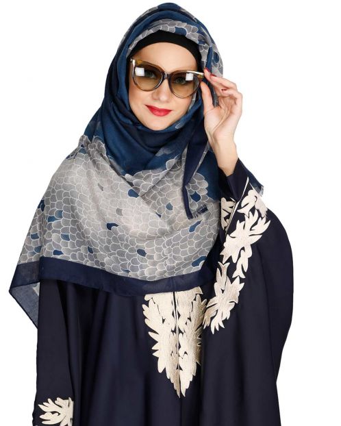 Blue and Beige printed casual hijab