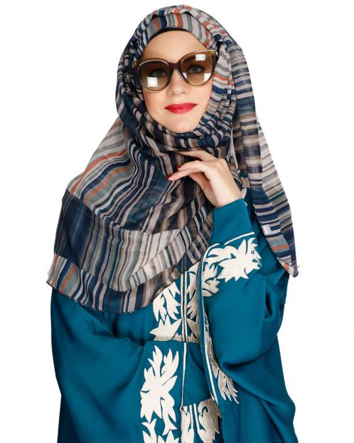 Blue Multi Stripes Casual Hijab