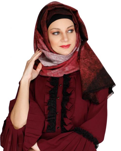 Vintage Maroon winter wear Hijab