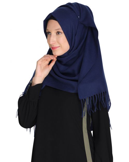Solid Blue Woolen Hijab
