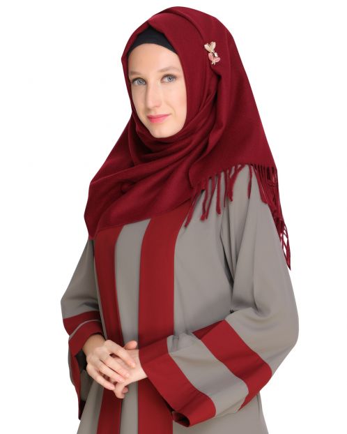 Solid Maroon Woolen Hijab