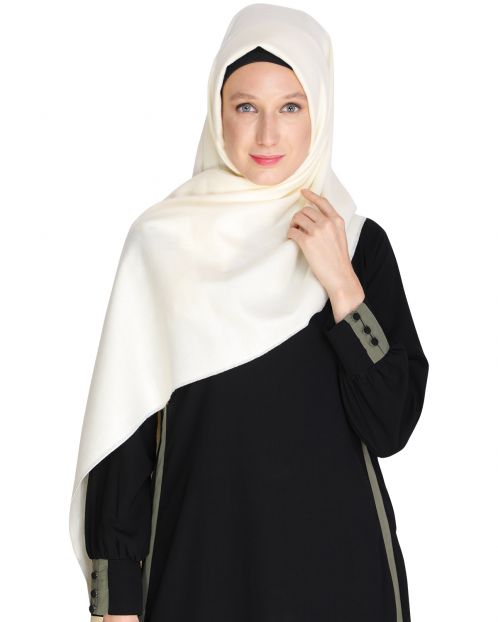 Solid Off White Woolen Hijab