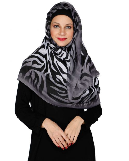 Zebra Print Black Casual Hijab