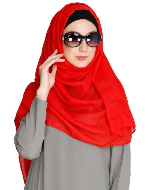 Sprinkled Glitter Red Hijab