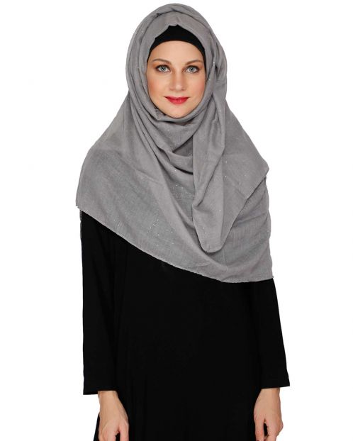 Sprinkled Glitter Grey Hijab