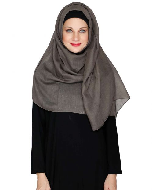 Sprinkled Glitter Grey Casual Hijab