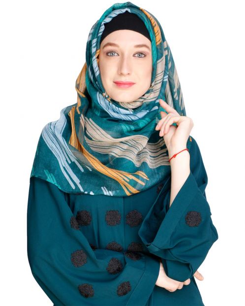Brushed Multi colour Green Hijab