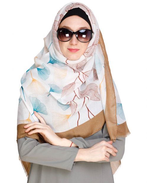 Leaf Print Cream colour Hijab