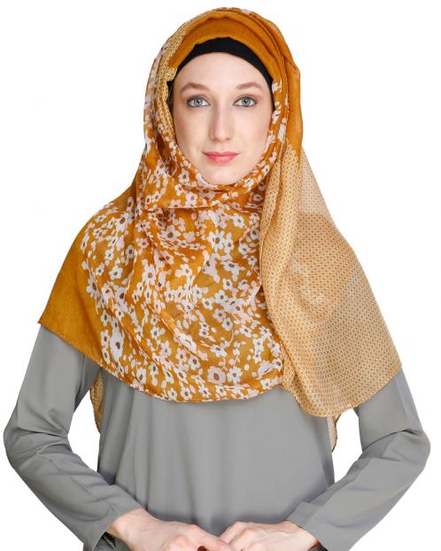 Floral Yellow Polka Hijab