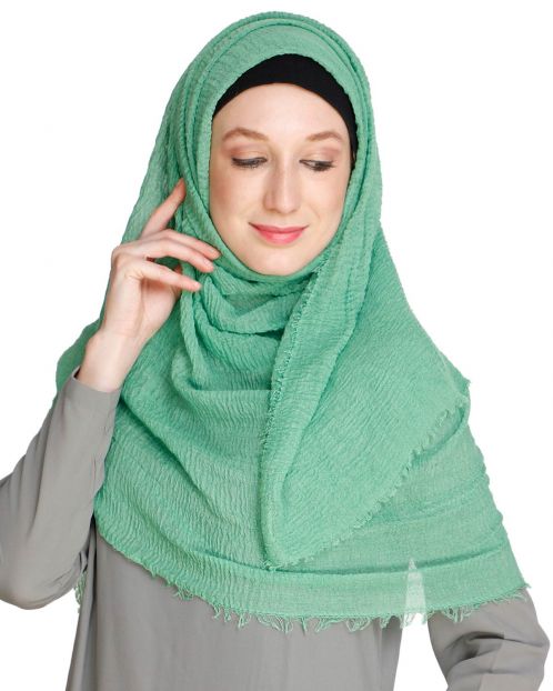 Green Crinkled Hijab
