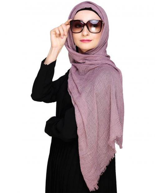 Crinkled Cotton Lavender Hijab