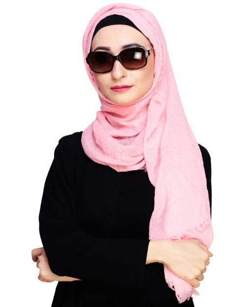 Crinkled Cotton Light Pink Hijab