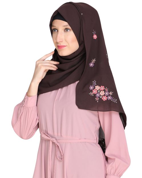 Floral bootis Brown Hijab