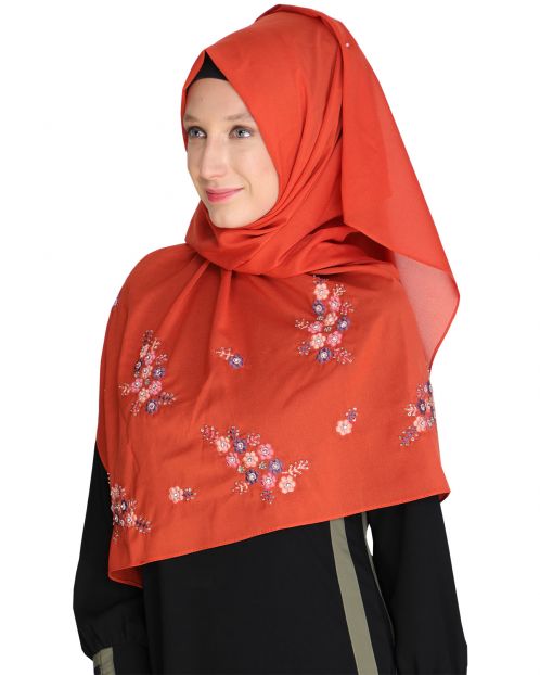 Floral bootis Brick Red Hijab