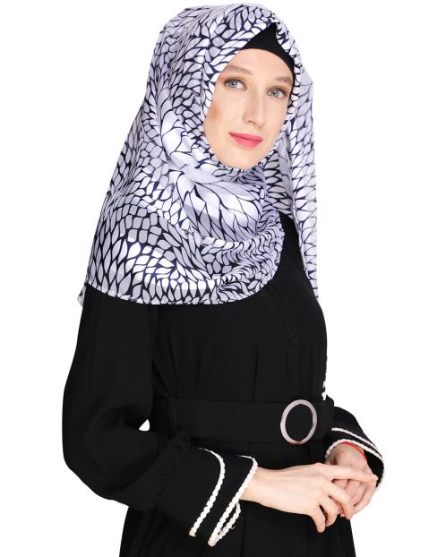 Floral Black&White Printed Hijab