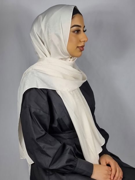 Pearl White Satin Silk Hijab