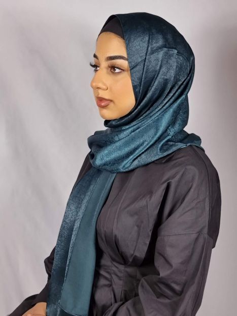 Teal Blue Satin Silk Hijab