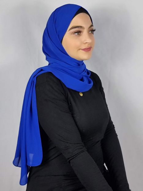 Royal Blue Crinkle Chiffon Hijab