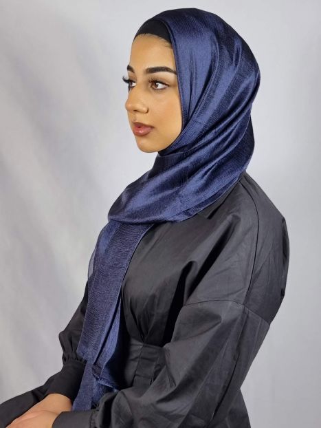 Navy Silk Linen Hijab