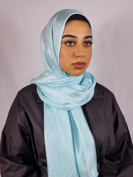 Pale Blue Silk Linen Hijab